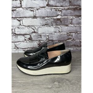 Musette Pewter Metallic Patent Leather Kiltie Wedge Shoes Women Sz 37EU/6.5M US